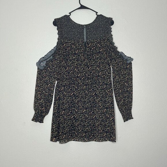Tularosa Sabrina‎ Ruffle Cold Shoulder Floral Chiffon Mini Dress Size Medium - Picture 5 of 9